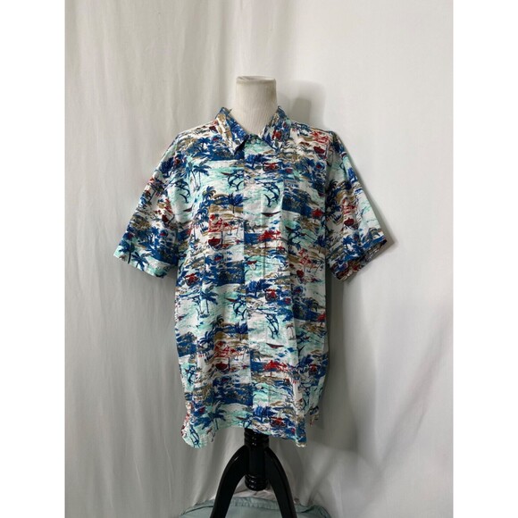 Columbia Men’s Hawaiian Shirt Multicolor Button-Down Short Sleeve Size XL - Picture 2 of 13
